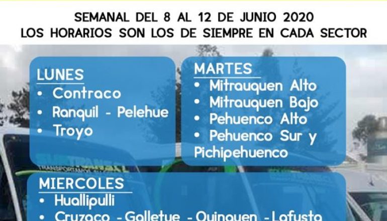 CALENDARIO DE RECORRIDOS RURALES.